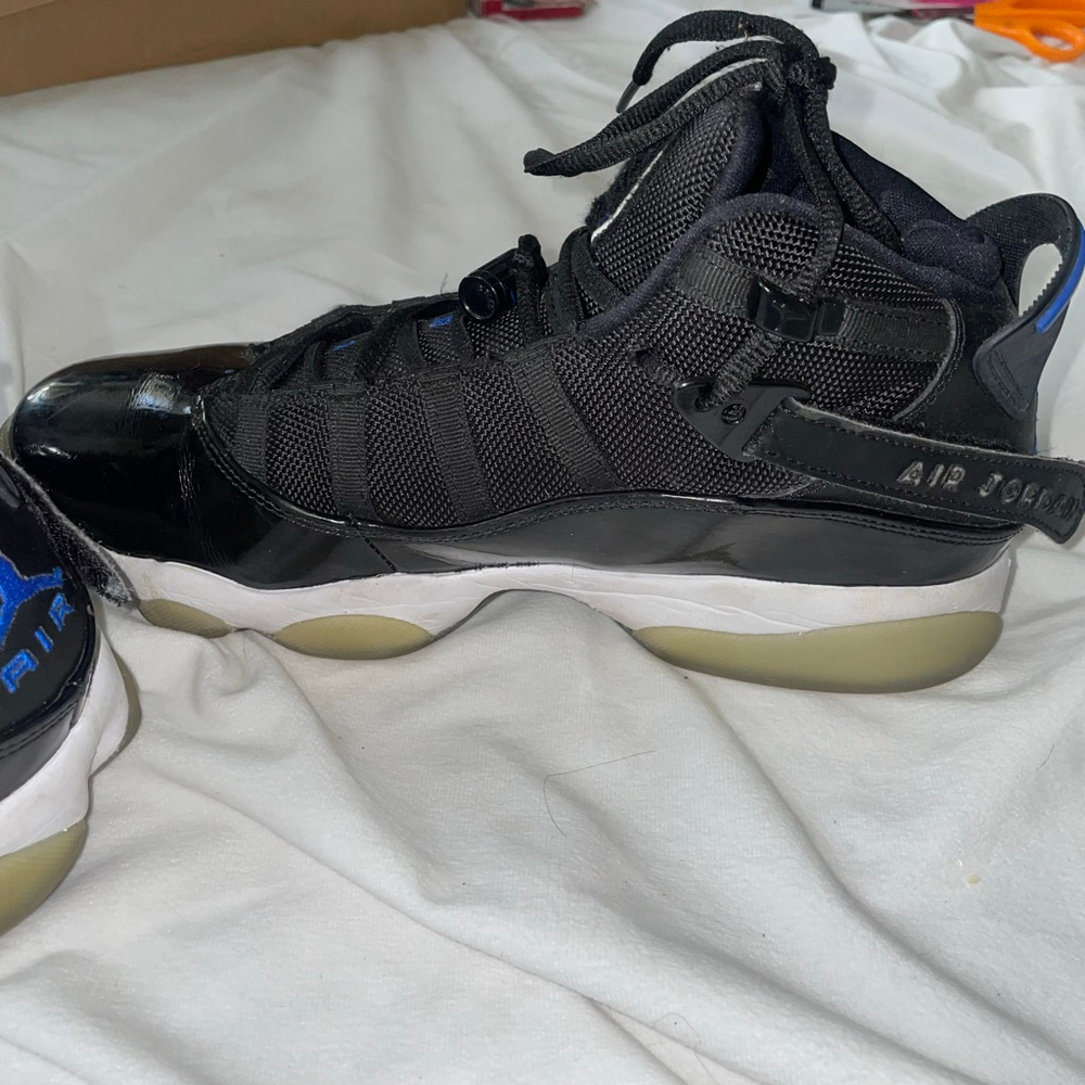 Men's Jordan 6 Rings 'Space Jam' Black Blue Shoes Size 8 Patent Leather - Picture 7 of 11